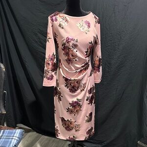 Jessica Howard Pink Floral Long Sleeve Dress